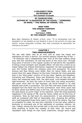 A SOLDIER's TRIAL an EPISODE of the Canteen Crusade by CHARLES KING AUTHOR of "A DAUGHTER of the SIOUX," "COMRADES in ARMS," "THE MEDAL of HONOR," ETC