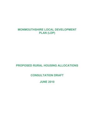Monmouthshire Local Development Plan (Ldp) Proposed Rural Housing