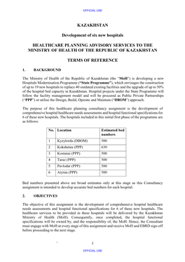 KAZAKHSTAN Development of Six New Hospitals HEALTHCARE
