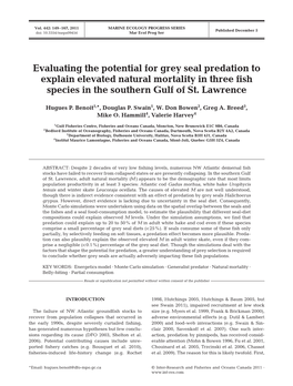 Evaluating the Potential for Grey Seal Predation to Explain Elevated Natural Mortality in Three Fish Species in the Southern Gulf of St