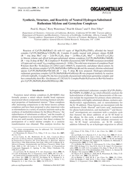 Synthesis, Structure and Reactivity of Neutral Hydrogen-Substituted