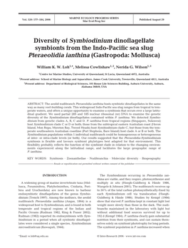 Diversity of Symbiodinium Dinoflagellate Symbionts from the Indo-Pacific Sea Slug Pteraeolidia Ianthina (Gastropoda: Mollusca)