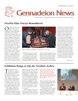 Gennadeion Newsnews a NEWSLETTER of the AMERICAN SCHOOL of CLASSICAL STUDIES at ATHENS