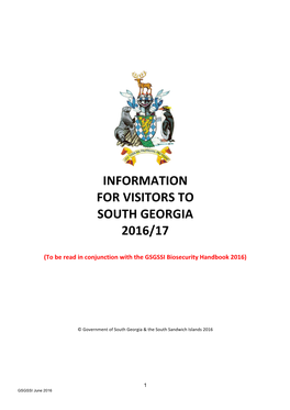 Information for Visitors to South Georgia 2016/17