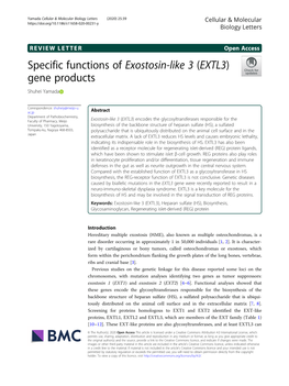 Specific Functions of Exostosin-Like 3 (EXTL3) Gene Products Shuhei Yamada