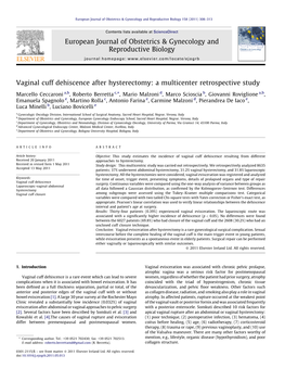 Vaginal Cuff Dehiscence After Hysterectomy: a Multicenter Retrospective Study