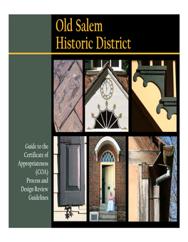 Old Salem Historic District Design Review Guidelines