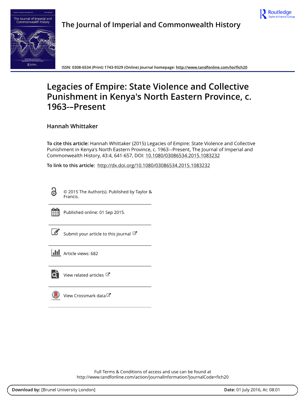 State Violence and Collective Punishment in Kenya's North Eastern Province, C