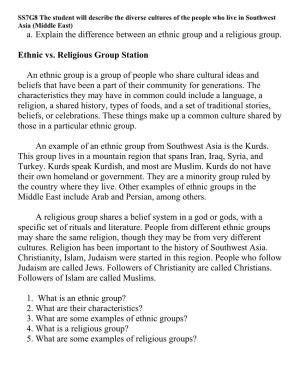 Ethnic Vs. Religious Group Station
