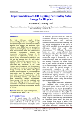 Implementation of LED Lighting Powered by Solar Energy for Bicycles