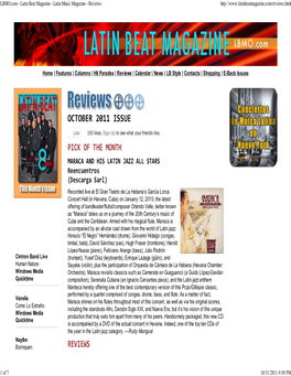 LBMO.Com - Latin Beat Magazine - Latin Music Magazine - Reviews