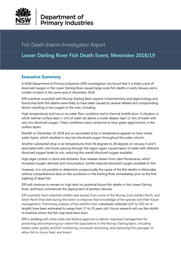 Lower Darling River Fish Death Event, Menindee 2018/19