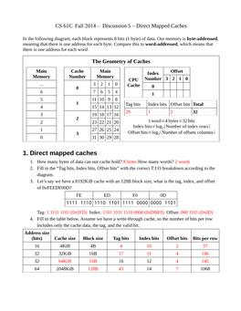 1. Direct Mapped Caches 1