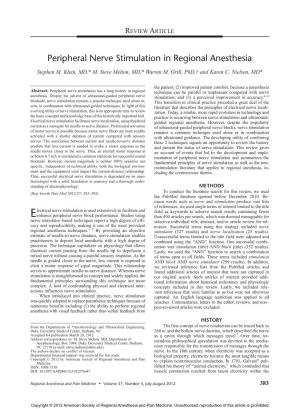 Peripheral Nerve Stimulation in Regional Anesthesia