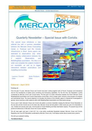 Quarterly Newsletter – Special Issue with Coriolis
