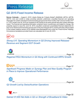 Q2 2015 Fixed Income Release