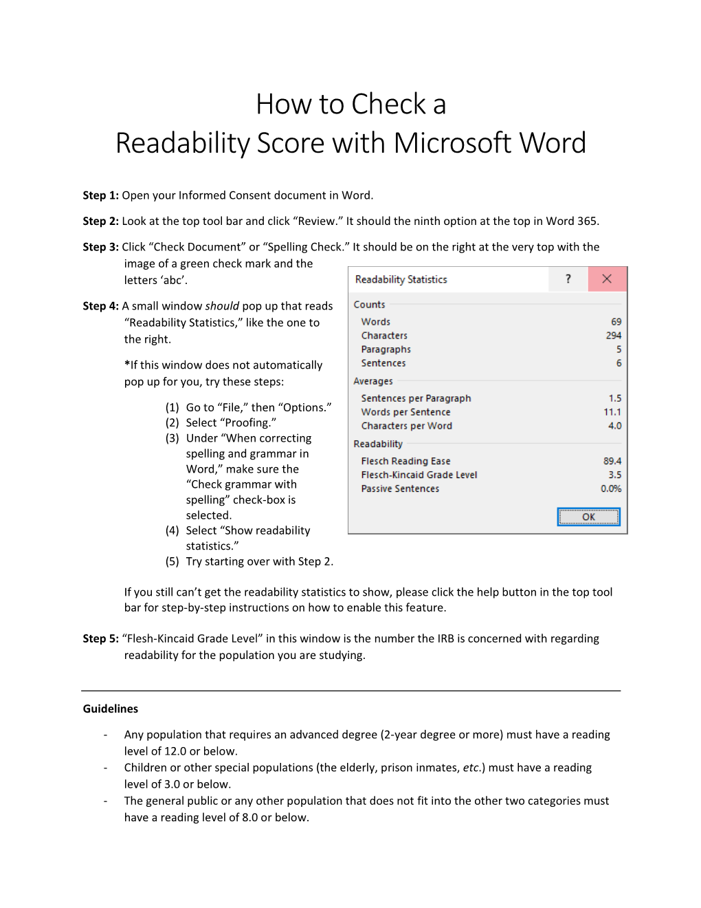 How to Check a Readability Score with Microsoft Word