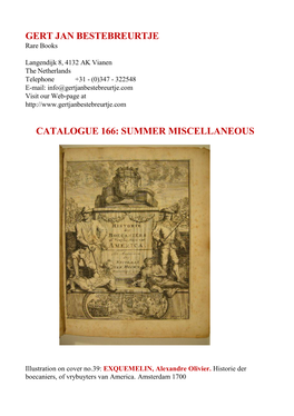 Gert Jan Bestebreurtje Catalogue 166: Summer