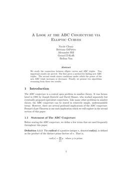 A Look at the ABC Conjecture Via Elliptic Curves