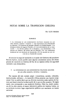 Notas Sobre La Transición Chilena