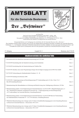 Inhaltsverzeichnis Des Amtlichen Teils