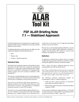 FSF ALAR Briefing Note 7.1 -- Stabilized Approach