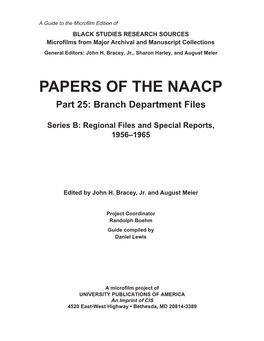 PAPERS of the NAACP Part 25: Branch Department Files