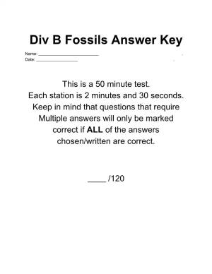 Div B Fossils Answer Key