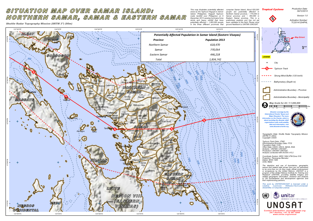 Potentially Affected Population in Samar Island (Eastern Visayas) ¥¦¬ F Map Extent