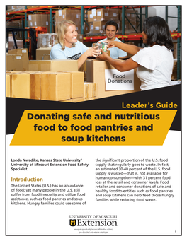 Donating Safe and Nutritious Food to Food Pantries and Soup Kitchens