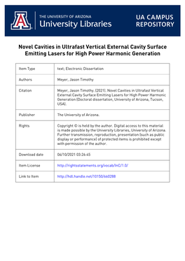 Novel Cavities in Ultrafast Vertical External Cavity Surface Emitting Lasers for High Power Harmonic Generation