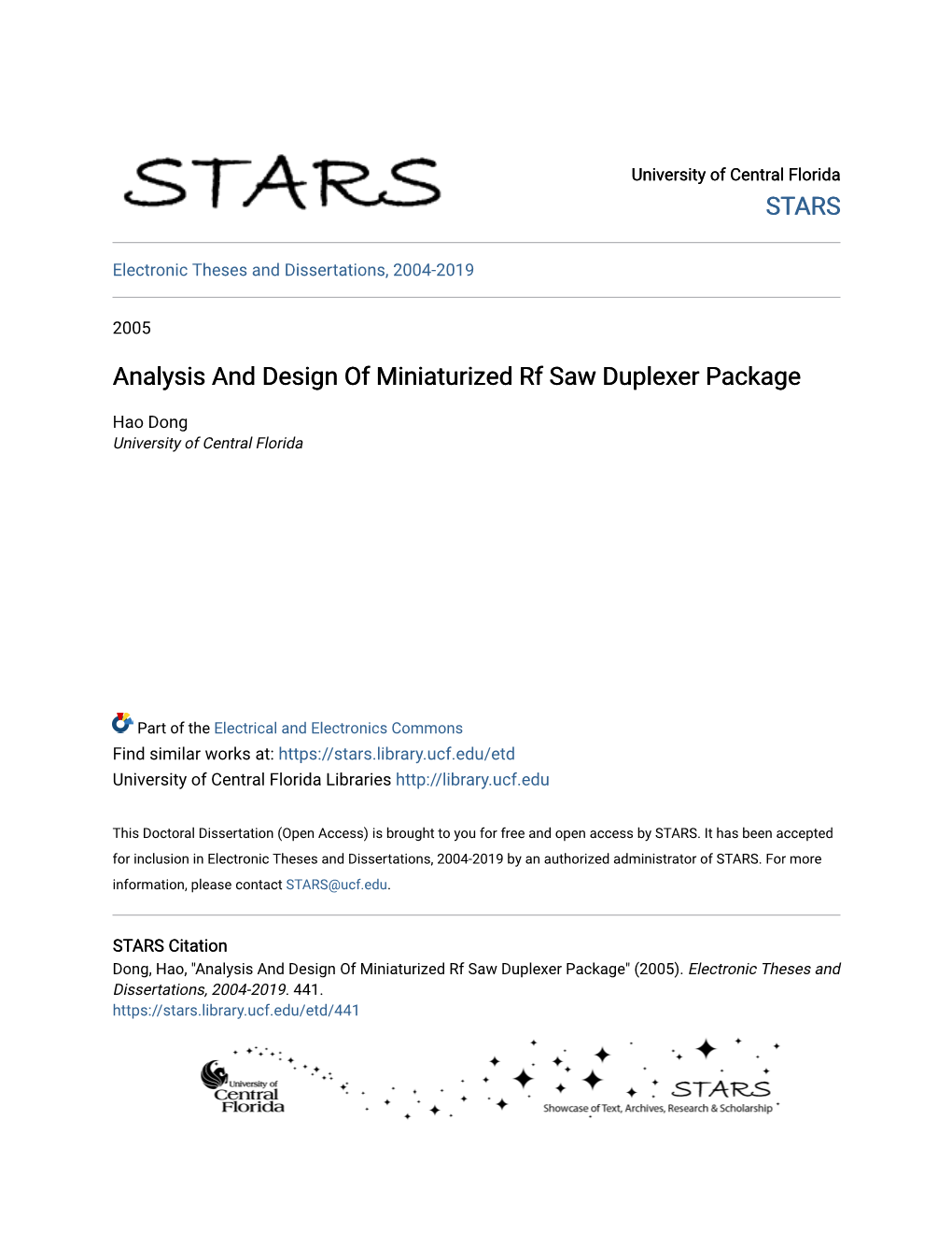 Analysis and Design of Miniaturized Rf Saw Duplexer Package