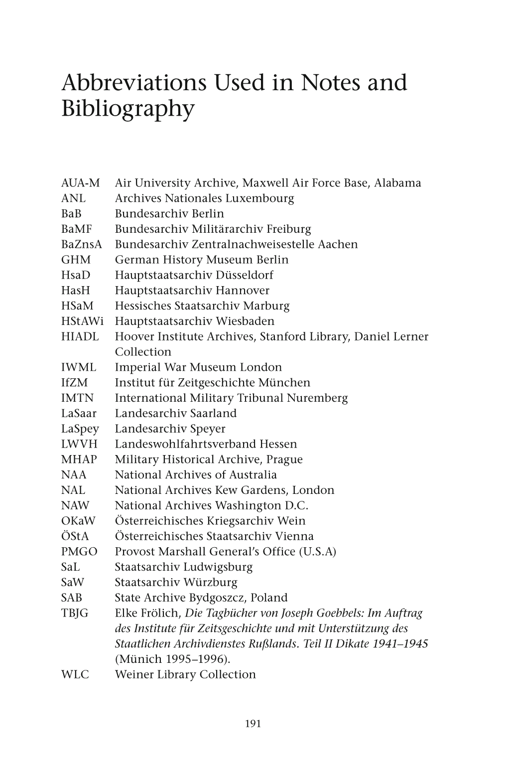 Abbreviations Used in Notes and Bibliography