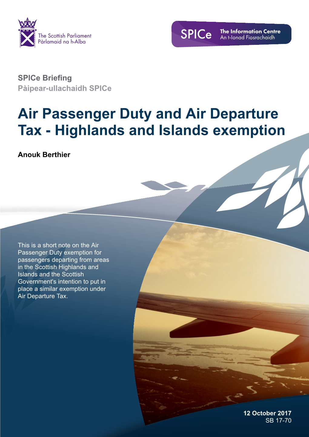 Air Passenger Duty and Air Departure Tax - Highlands and Islands Exemption