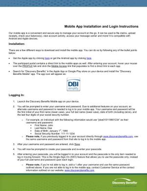Mobile App Installation and Login Instructions