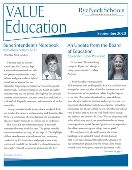 Superintendent's Notebook an Update from the Board of Education
