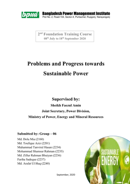 Problems and Progress Towards Sustainable Power