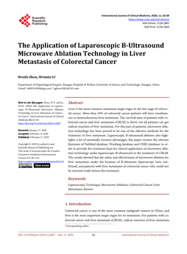 The Application of Laparoscopic B-Ultrasound Microwave Ablation Technology in Liver Metastasis of Colorectal Cancer