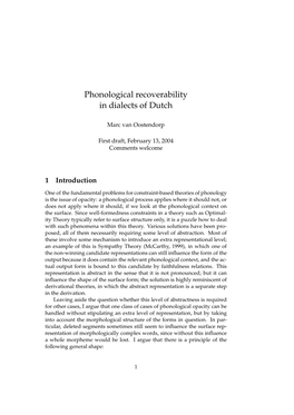 Phonological Recoverability in Dialects of Dutch