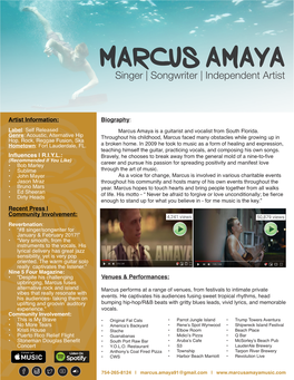 MARCUS AMAYA Singer | Songwriter | Independent Artist