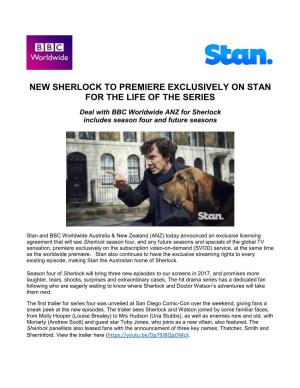 New Sherlock to Premiere Exclusively on Stan for the Life of the Series