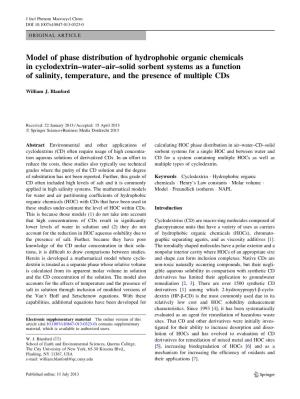 Model of Phase Distribution of Hydrophobic Organic Chemicals In