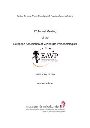 7 Annual Meeting of the European Association of Vertebrate