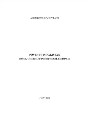 Poverty in Pakistan Issues, Causes and Institutional Responses