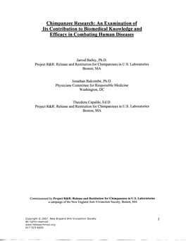 Chimpanzee Research: an Examination of Its Efficacy In