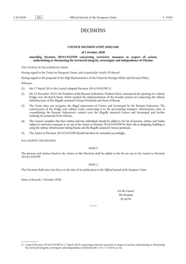 Council Decision (Cfsp) 2020/1368