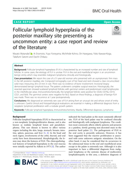 Follicular Lymphoid Hyperplasia of the Posterior Maxillary Site Presenting