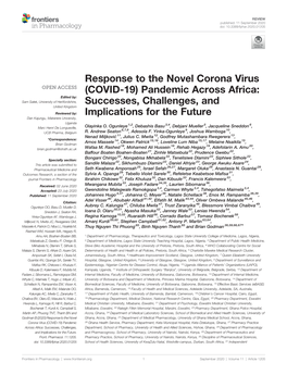 Response to the Novel Corona Virus (COVID-19) Pandemic Across Africa