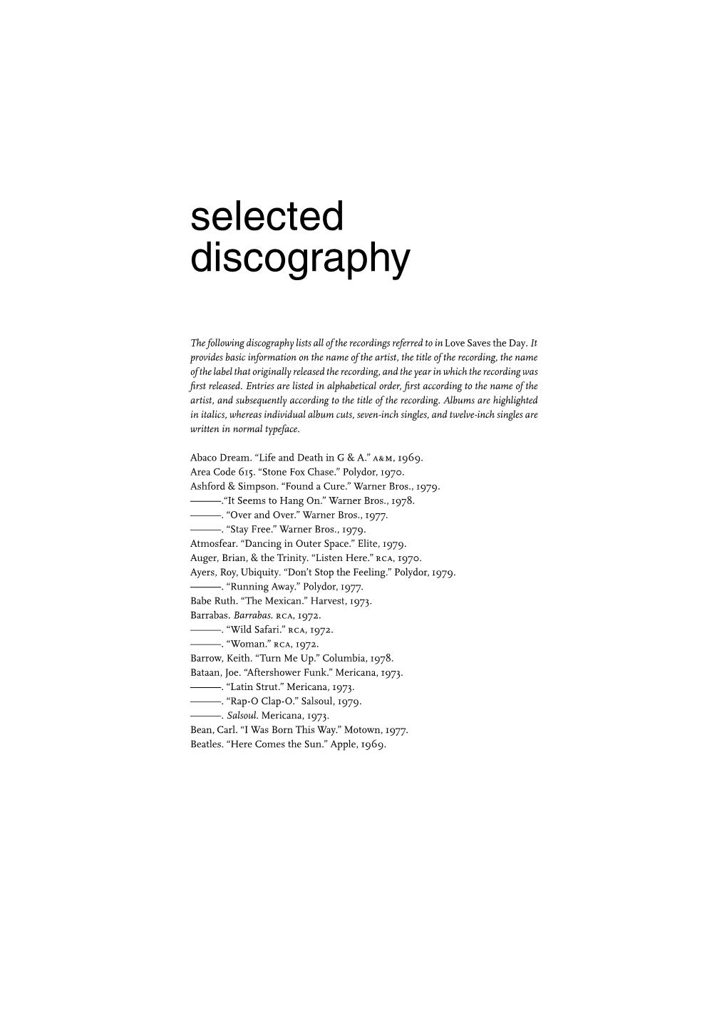 Selected Discography