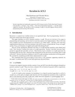 Iteration in ACL2